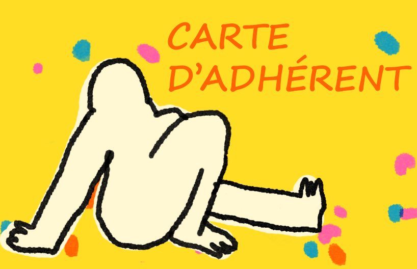 bonhomme assis sur fond jaune