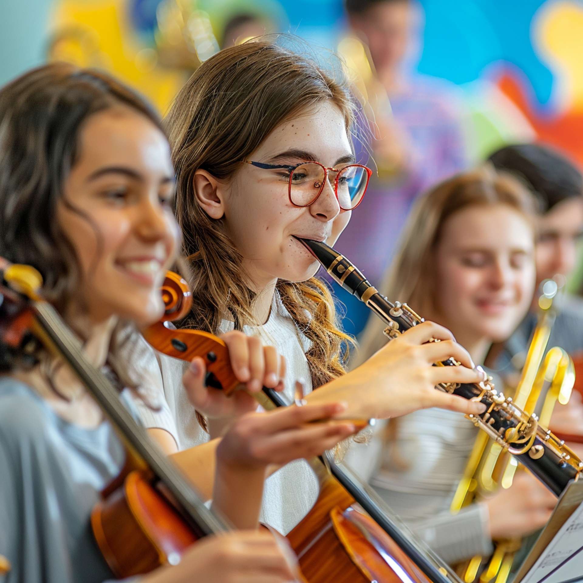 eleves jouant des instruments